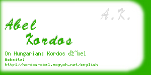abel kordos business card